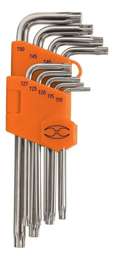 Juego de 9 llaves allen tipo torx, largas Truper