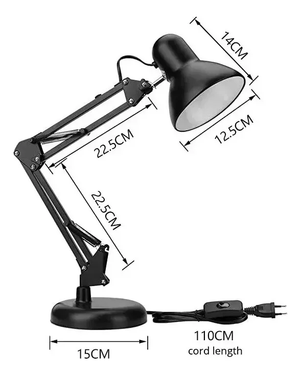 Lampara de escritorio 360 grados metal color negro