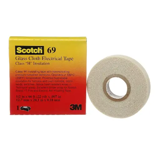 Cinta eléctricas de tela de vidrio de 69, 1/2 pulgadas x 22 yardas - 3M