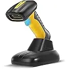 Escáner de código de barras con Bluetooth industrial mejorado con base de carga, lector de código de barras 2D 1D inalámbrico de 2600 mAh, protección contra caídas, golpes, polvo, manos libres